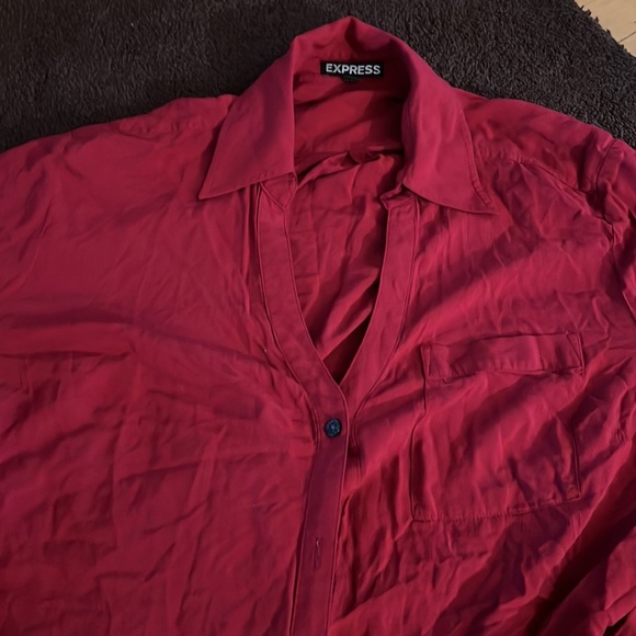 Red button down express blouse - Picture 2 of 3